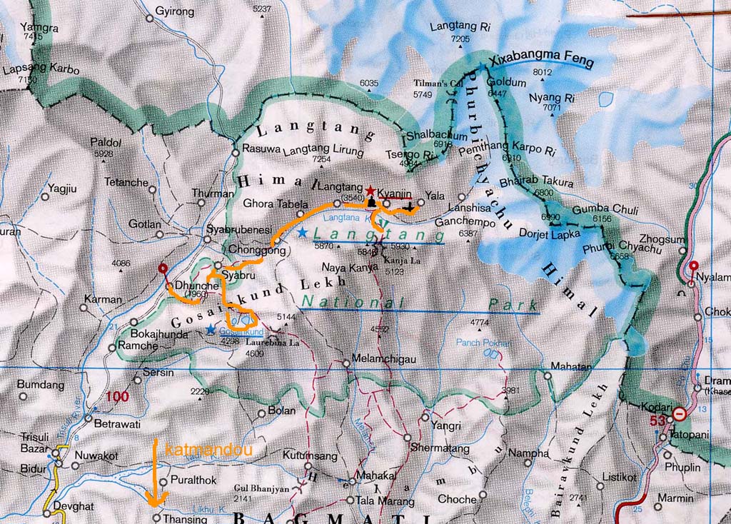 Itinéraire du trek au Langtang